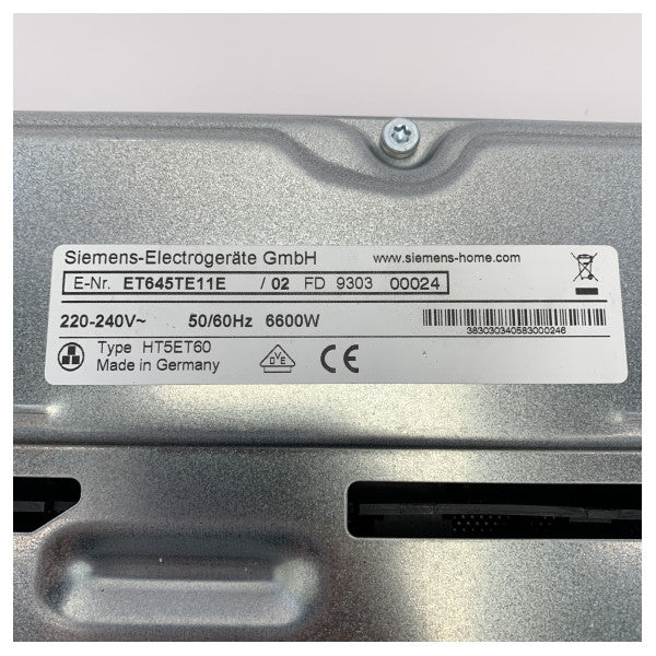 ANVÄND Siemens keramikhäll med 4 brännare 57 x 50 cm - ET645TE11E