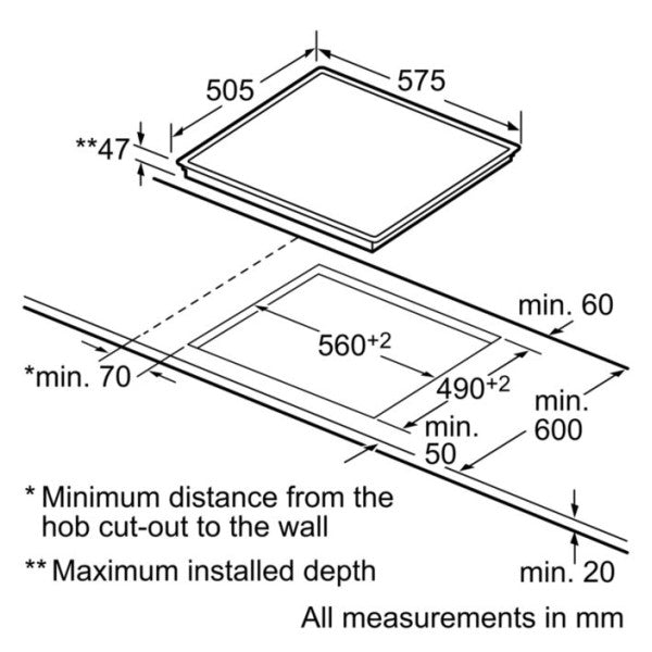 ANVÄND Siemens keramikhäll med 4 brännare 57 x 50 cm - ET645TE11E