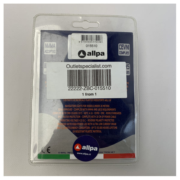 AllPA Navigacija Light Crvena portna bočna LED 12/24V Black - 015510