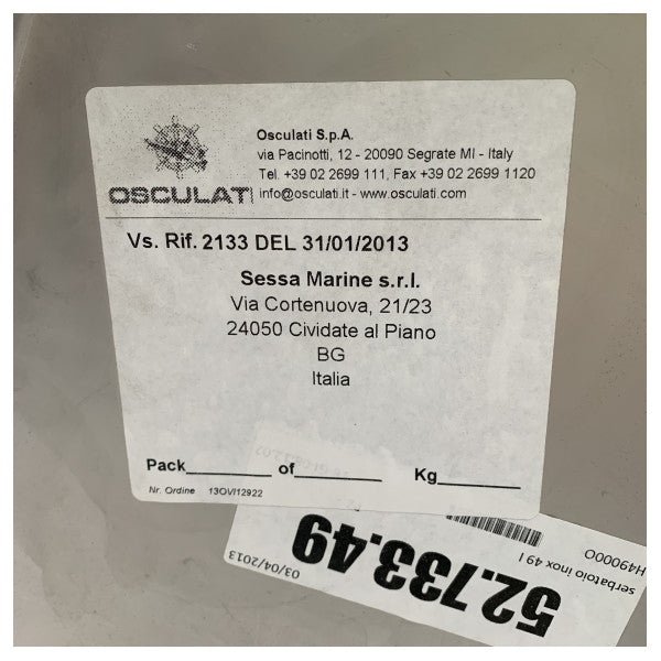 Osculati brændstoftank i rustfrit stål 49L - 52.733.49