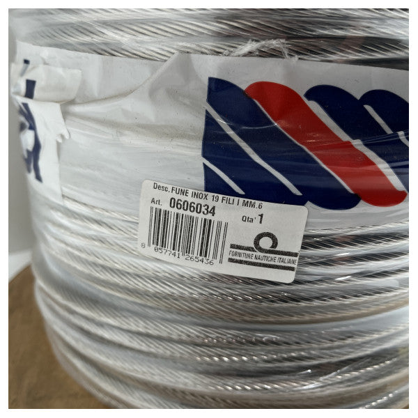 Cabo marítimo de aço inoxidável de 6 mm de alta qualidade - 100 m de corda flexível e resistente à corrosão