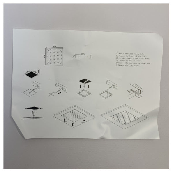 Sqaure Recessed Shower Head Chrome 430 x 430 x 110 mm - 066290
