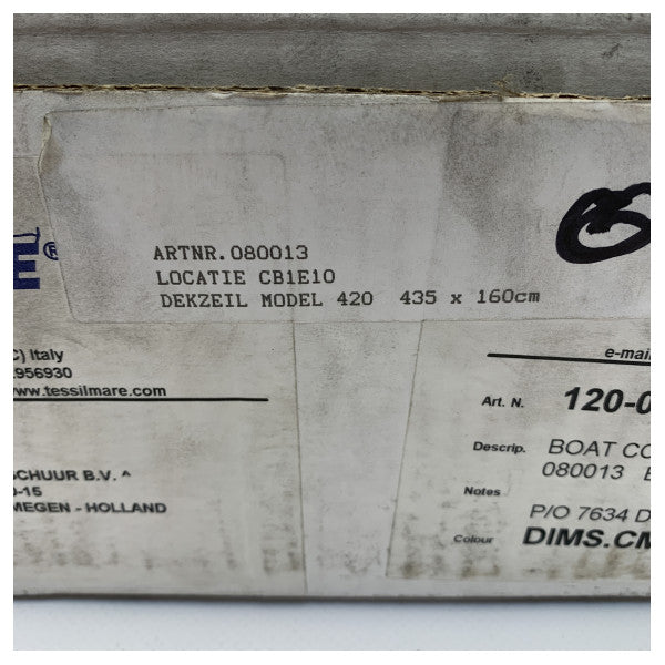 Tessilmare 4.20 m Open Cover Cover 4.35 x 1.60 metri blu-120-045-015