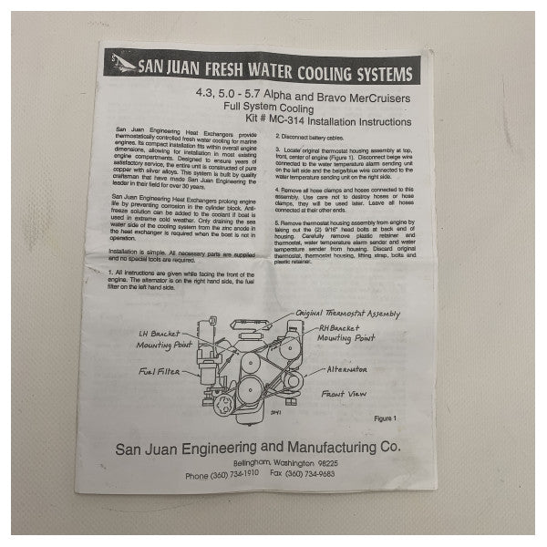 Intercambiador de calor de agua de mar de Martec para motores internos de Mercruiser V6 y V8 - MC -314