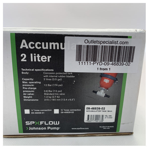 Johnson 09-46839-02 akümülatör deposu kırmızı 2L