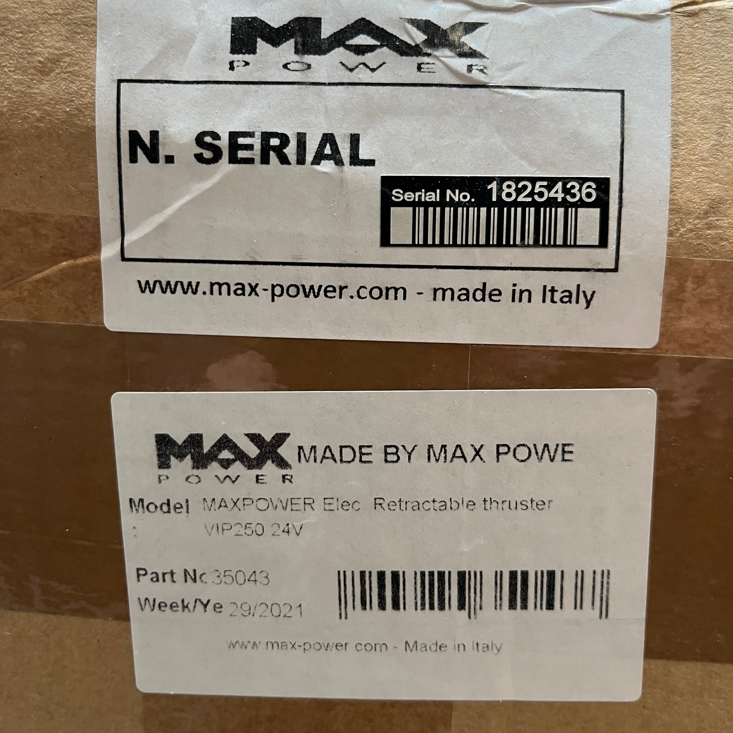 MAX POWER VIP 250 Rutractable Bow Thrust 24V | 145 kgf | 250 mm - 35043