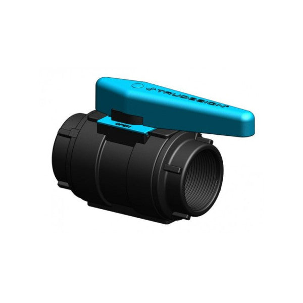 Valvola a sfera Trudesign 1-BSP da 1 pollice in plastica nera