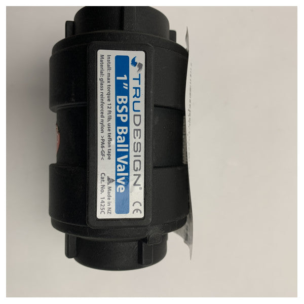 Valvola a sfera Trudesign 1-BSP da 1 pollice in plastica nera