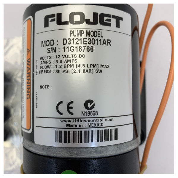 Flojet Duplex II Membranpump 12V 4L/min 2.8 Bar - D3121E3011AR