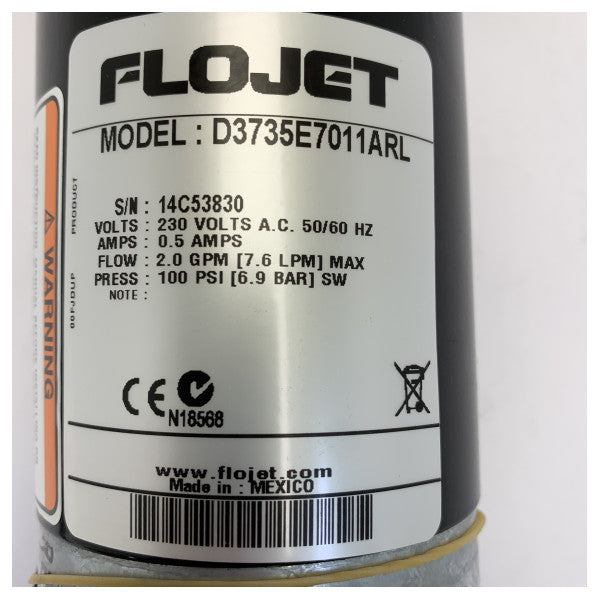 Flojet Duplex II Membranpumpe selbstansaugend 230V 7.6L/min 100 PSI