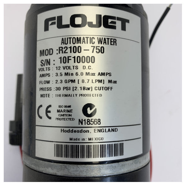 Flojet R2100750A Diaphragm Fresh Water Pump 8.7L/m 30 PSI 12V