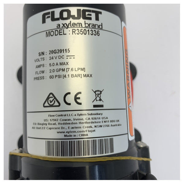Flojet R3501336A Self-Priming Fresh Water Pump 24V - 7.6L/m - 60 psi
