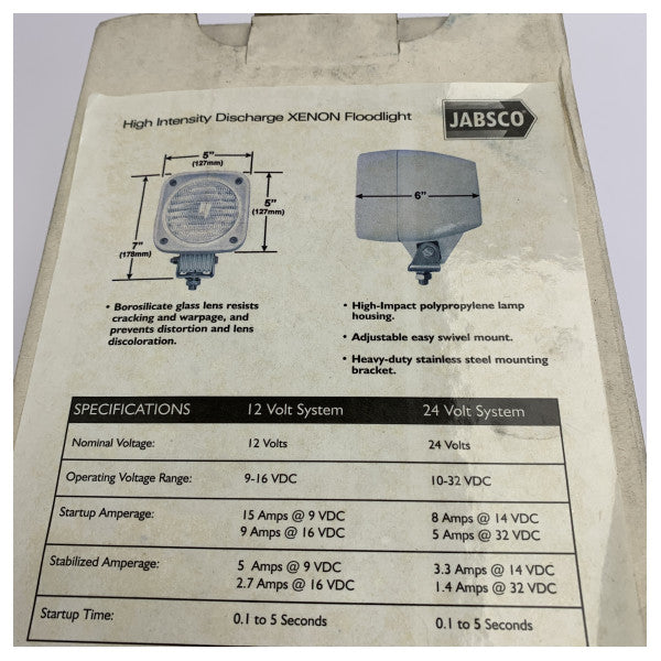 Jabsco Faro Xenon 24V Marina Faretto - 63142-0024