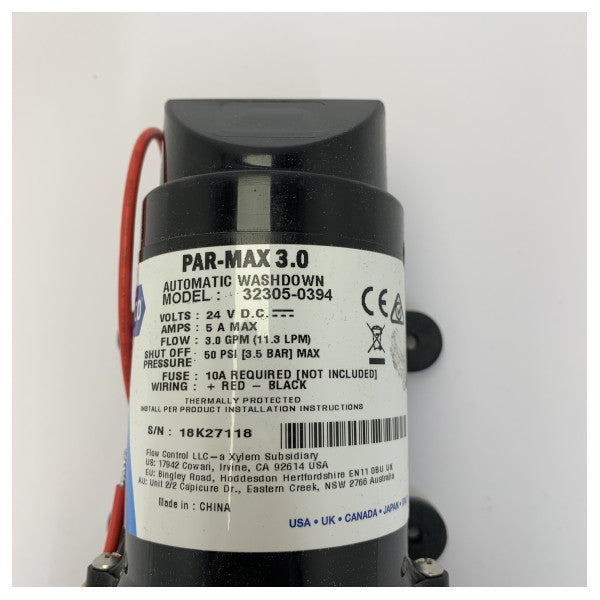 Jabsco PAR-Max 3.0 GPM Washdown Pump 24V 32305-0394