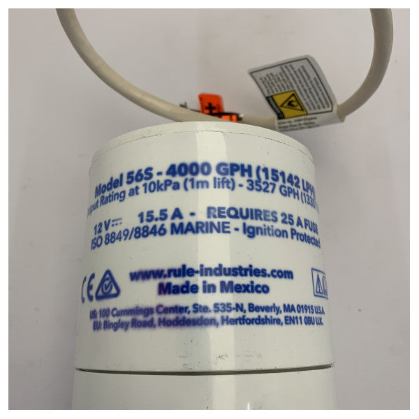 Pompa di sentina sommersa automatica Rule 4000 - 12V - 56S - 4000 GPH