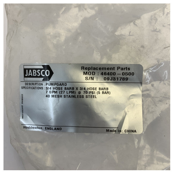 Jabsco 46400-0500 Pumpgard Vandfilter - 19mm 3-4 tommer