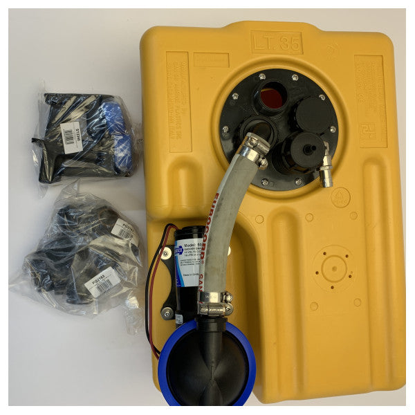Jabsco avløpsvannstank system 35L med 12V makseratorpumpe og sensor