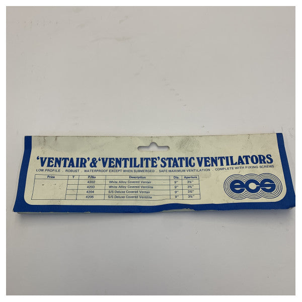 Ventair rustfrit stålventilator til båd og yacht - model 4204 - komplet med montering