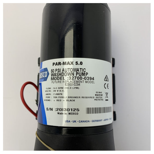 Pompa di lavaggio marina Jabsco 32700-0394 PAR-Max 5.0 24V -