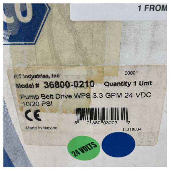 Jabsco PAR 36800-0210 Dricksvattenpump Autoklav - 24V marin vattenpump
