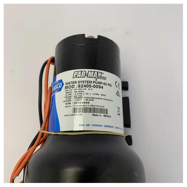 Jabsco 82400-0094 Par-Max 4.0 PLUS 清水ポンプ 24V 60PSI - 15 lpm