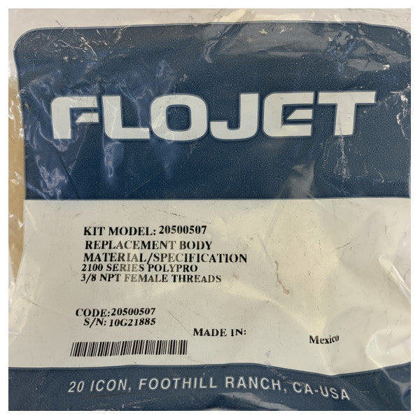 Flojet 20500-507 Poly-pumpehuskit - udskifteligt pumpehus