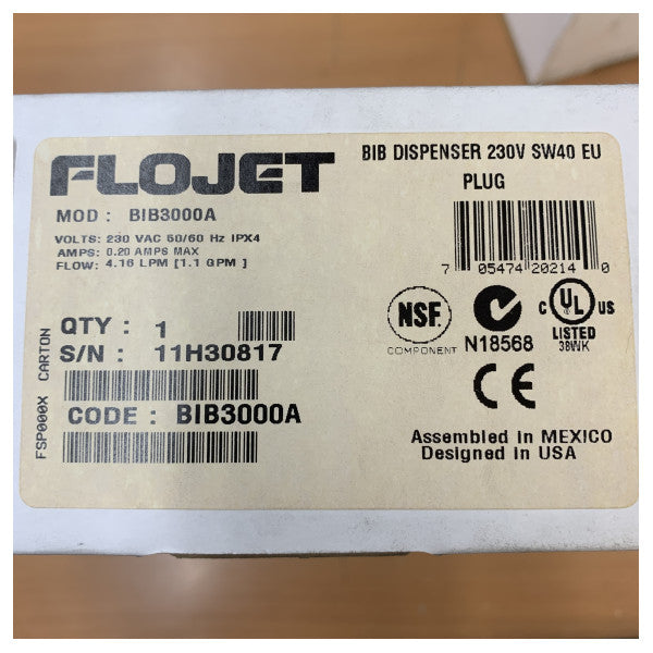 Pompa dispenser Flojet BIB3000A Bag-in-Box - 230V SW40 EU - BIB3000A