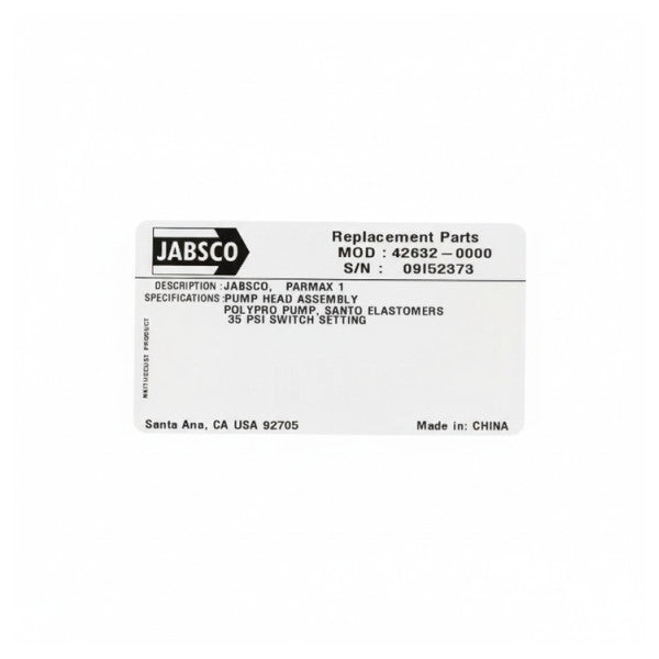 Kit di assemblaggio della testata della pompa Par-Max 1 Jabsco 42632-0000