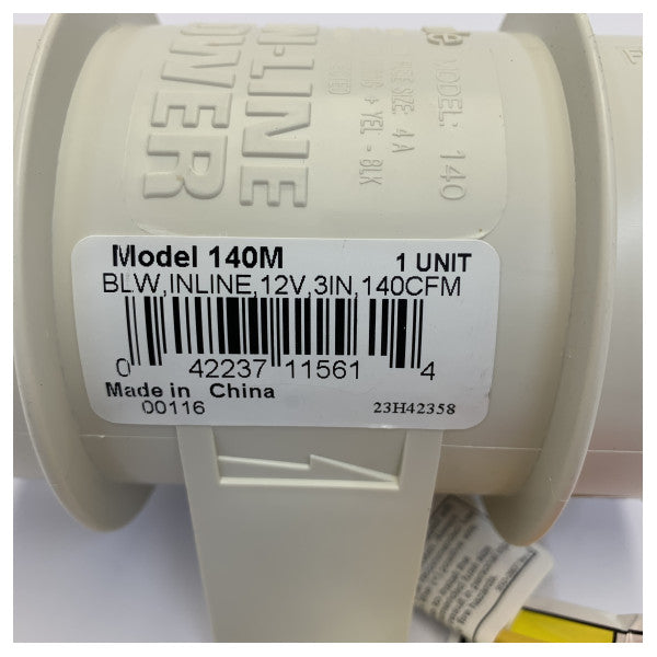 Rule 140M In-Line Marine Blower 3-tommer 12V lenseventilationsventilator