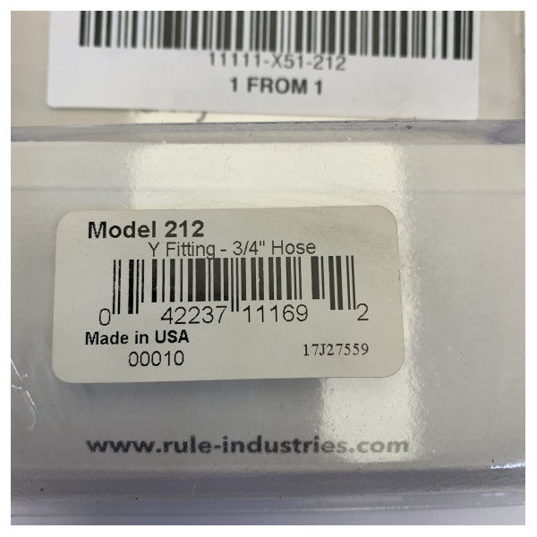 Rule 212 3/4 tuuman 19 mm Y-liitin meriletkulle