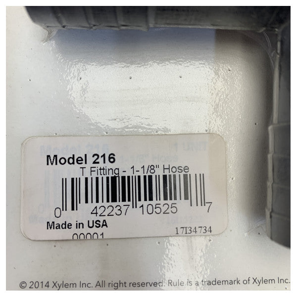 Rule 216 1-1/8inch - 29mm Marine-Schlauch T-Verbinder