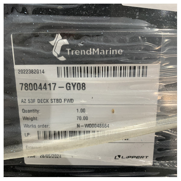 Azimut 53 fly Deck desni prednji prozorni ostakljeni panel - A000161559