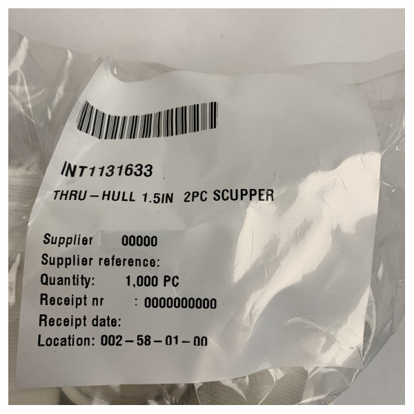 Durable 1.5 Inch Dual-Part Marine Through-Hull Scupper for Efficient Deck Drainage