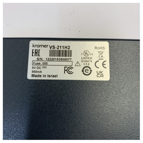 Kramer VS-211H2 4K HDR conmutador HDMI automático 2x1 HDCP 2.2 controlable a distancia