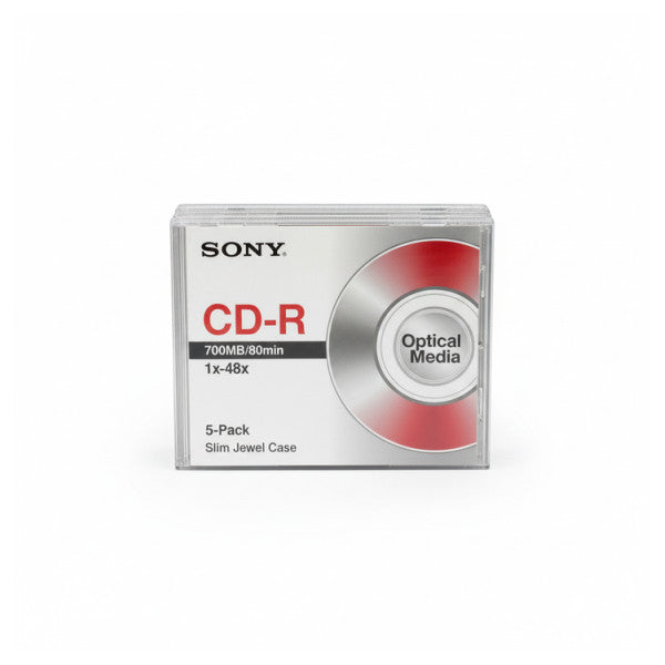 Sony CD-R 700MB 80min 48X Οπτικά Μέσα - συσκευασία 5 τεμαχίων Slim Jewel Case CDQ80SJ