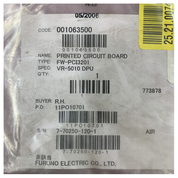 Furuno VR-5010 VDR PCB FW-PCI3201 marineelektronik-kort