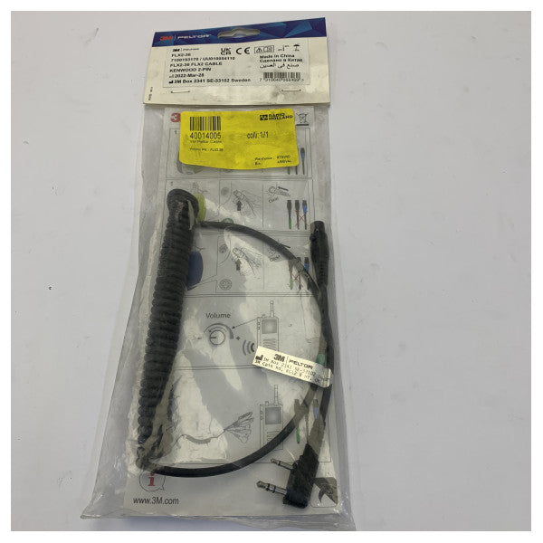 Cable de conexión 3M Peltor FLX2-36 para radios Kenwood de 2 pines | Accesorio de comunicación