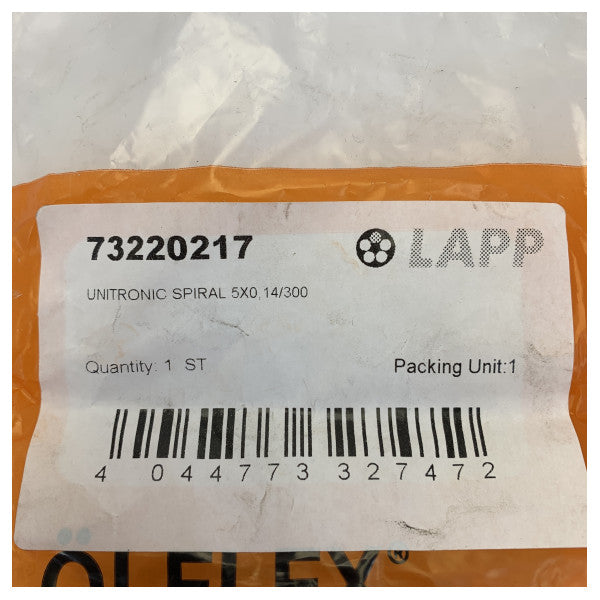 Lapp UNITRONIC SPIRAL 5x0.14mm² PUR Coiled Electrical Cable 73220217 - Black 250V