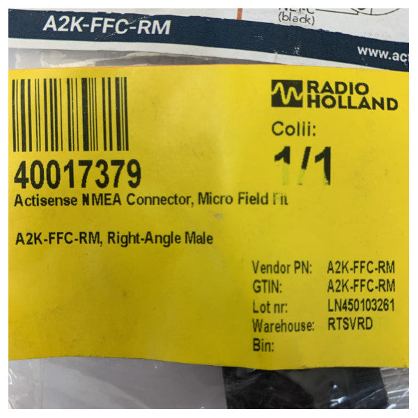 Actisense A2K-FFC-RM NMEA 2000 Micro feltmonteret stik, højrevinklet han