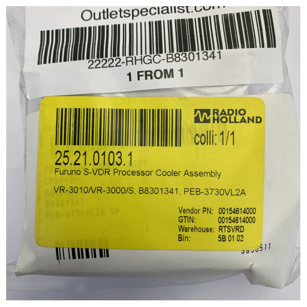 Furuno S-VDR Processor Cooler Assembly VR-3000 VR-3010 B8301341 PEB-3730VL2A