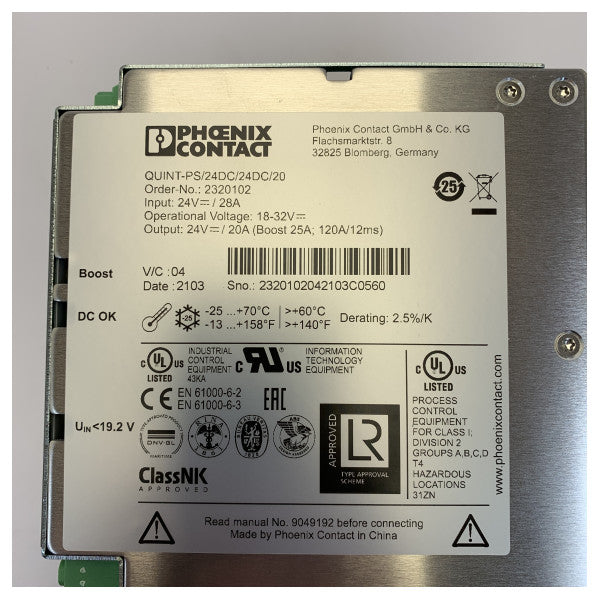 Phoenix Contact QUINT-PS/24DC/24DC/20 Μετατροπέας DC/DC 24V 20A 2320102 - Αχρησιμοποίητο