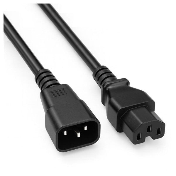 Netzkabel H05VV-F C14 auf C15 - 3x0,75mm² 250V/6A - 2m Verlängerungskabel