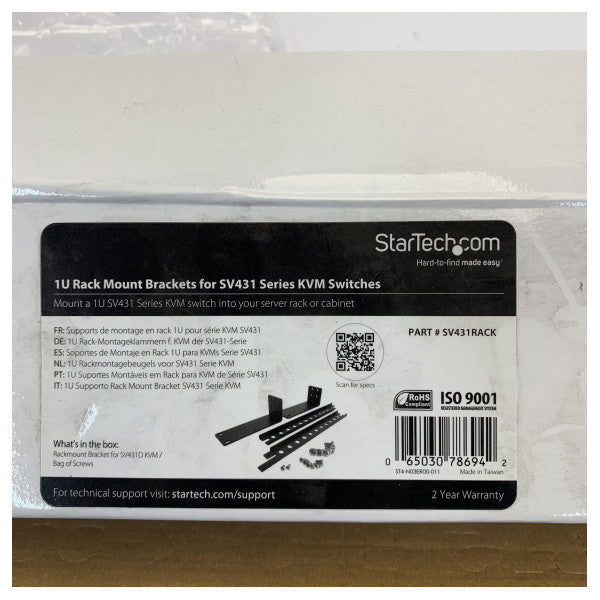 StarTech SV431RACK 1U Rack Mount Bracket għal SV431 Series KVM Switch