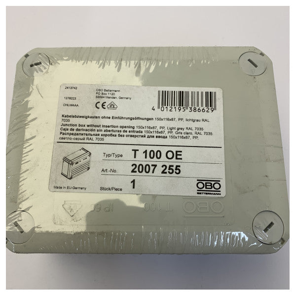 OBO Bettermann T 100 OE Junction Box 151x117x67mm Light Grey Electrical Cablebox