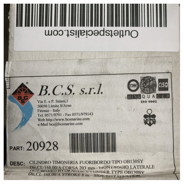 Cilindro de dirección hidráulica Vetus OB35 para motores fuera de borda