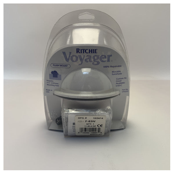 بوصلة Ritchie Voyager مزدوجة بيضاء اللون 12/24 فولت - F83W