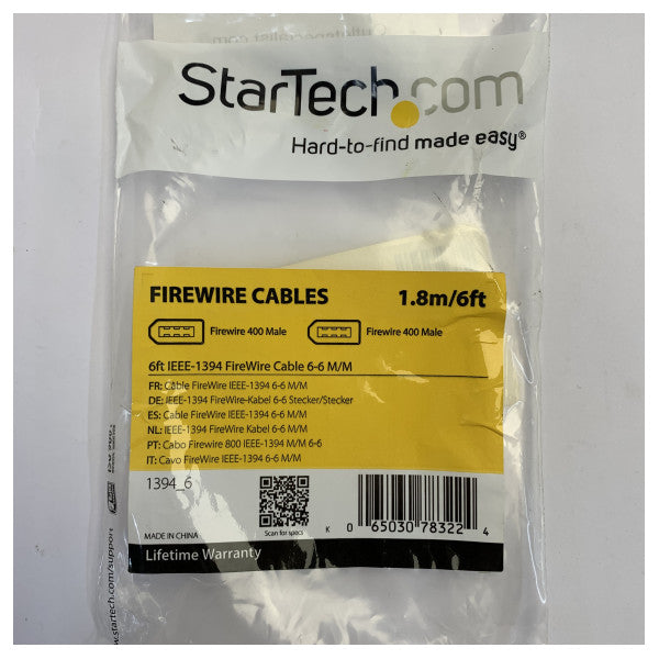 StarTech Câble FireWire 6 pieds IEEE 1394 6 broches vers 6 broches M/M - 1,8 m