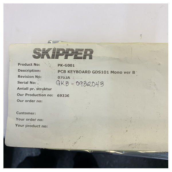 Skipper GDS101 Echo Sounder PCB Keyboard PK-G001 Mono Ver B Marine Electronics