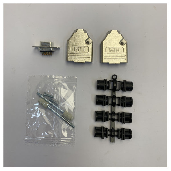 Kit de conector D-Sub hembra de 9 vías MH Connectors MHDTZK con caperuza trasera de zinc