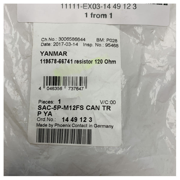 Yanmar 119578-66741 terminal F NMEA connector
